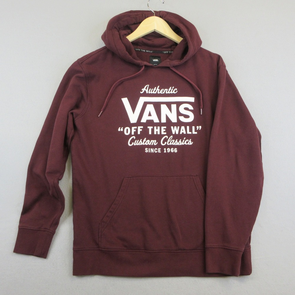 Vans Hoodie Mens M Burgundy Off The Wall Graphic Pullover Surf Skate 1358